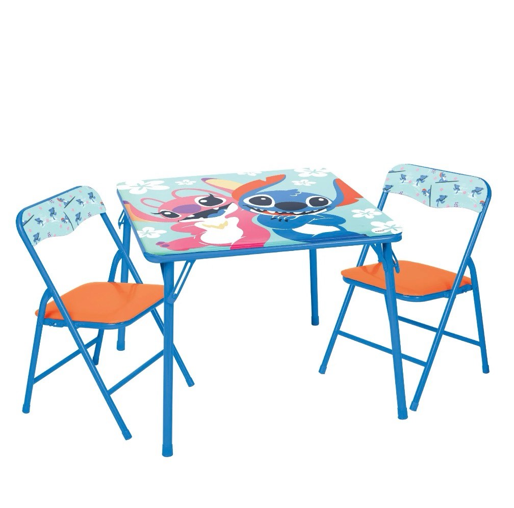 JAKKS Pacific Stitch Kids Table & Chairs Set for Kid and Toddler 36 Months Up to 7 Years, Includes: 1 Table (24" L x 24" W x 20" H), 2 Chairs (13" L x 13.5" W x 21" H) Weight Limit: 70 lb
