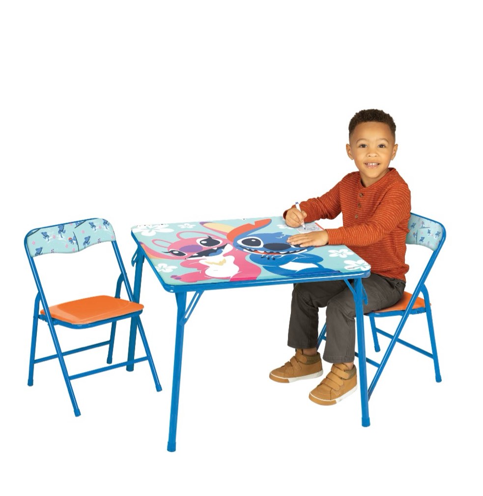 Condition photo showing Good Condition for JAKKS Pacific Stitch Kids Table & Chairs Set for Kid and Toddler 36 Months Up to 7 Years, Includes: 1 Table (24" L x 24" W x 20" H), 2 Chairs (13" L x 13.5" W x 21" H) Weight Limit: 70 lb