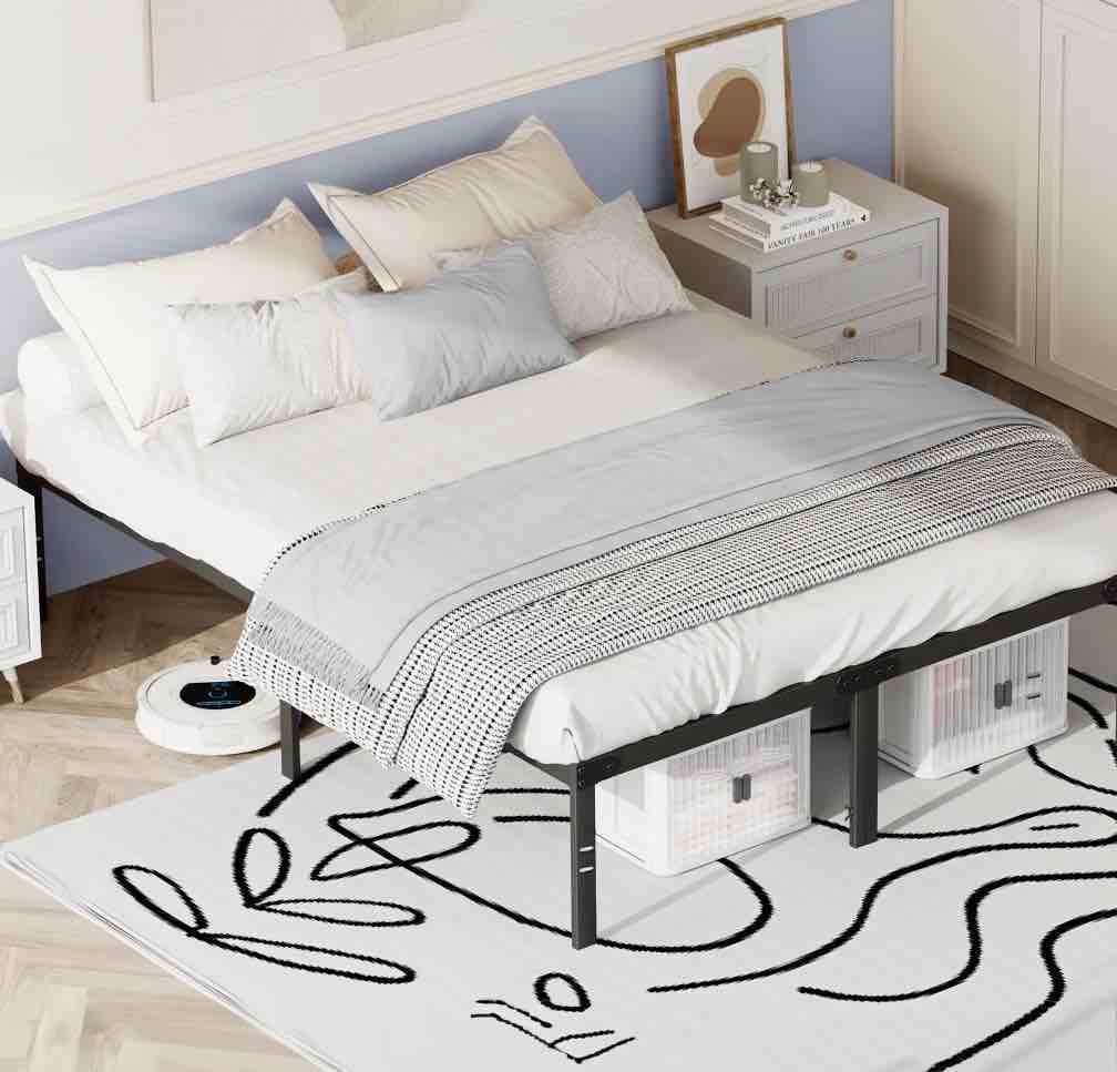 Condition photo showing New/Like New for CONCETTA 14" Queen Bed Frame, Heavy Duty Metal Bed Frame with Underbed Storage, No Box Spring Required