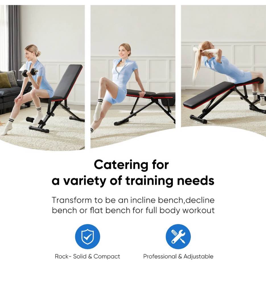 Condition photo showing As Is for EDX 9 Positions Adjustable Weight Bench  Support Up to 795lbs  Foldable Weight Bench for Full Body  Home Gym Fitness Strength Training  Black