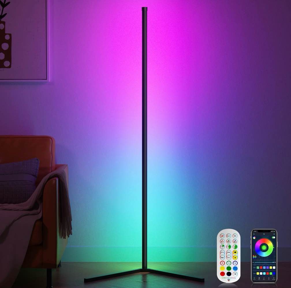 DAYBETTER Led Corner Floor Lamp, Smart RGB Floor Lamp with APP&Remote, 16 Million Colors Changing, Music sync, Modern Corner led Light for Bedroom Living Room and Gaming Room, Timing&Schedule 1 piece 