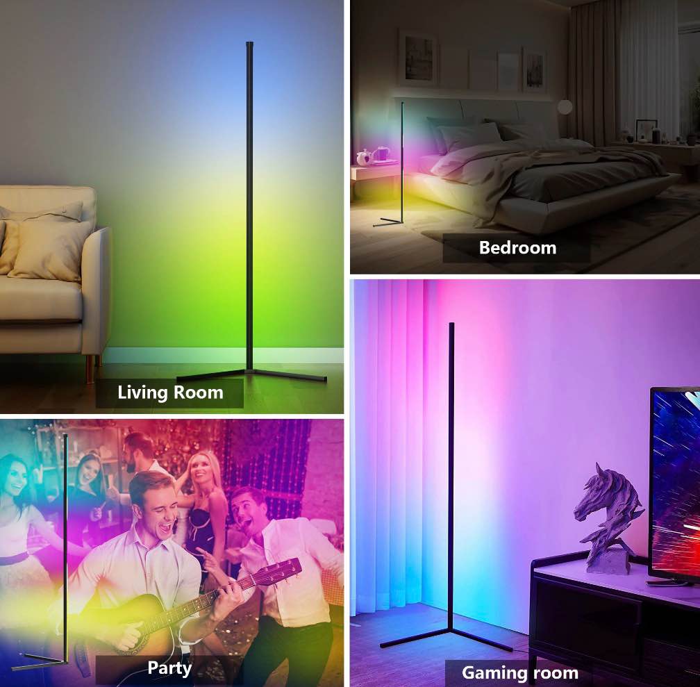 Condition photo showing Good Condition for DAYBETTER Led Corner Floor Lamp, Smart RGB Floor Lamp with APP&Remote, 16 Million Colors Changing, Music sync, Modern Corner led Light for Bedroom Living Room and Gaming Room, Timing&Schedule 1 piece 