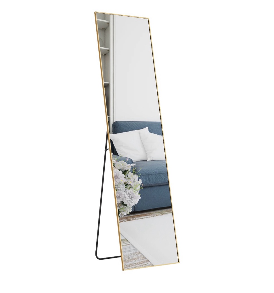 Condition photo showing New/Like New for EDX Full Length Mirror 59 x16  Full Body Mirror Rectangle Free Standing Wall Mounted Leaning Hanging Full body Mirrors  Gold
