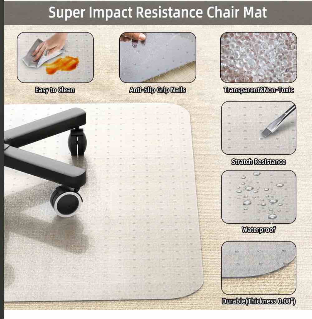 Condition photo showing Good Condition for GPED Office Carpet Chair Mat, 36" x 48" Carpet Protector Mat with Lip for Home, Gaming Floor
