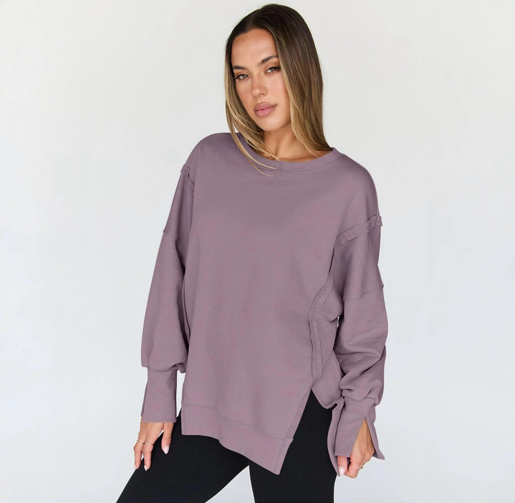 Condition photo showing New/Like New for SUNBS Womens Oversized Sweatshirts Crewneck Hoodies Casual Long Sleeve Pullover Fall Winter Clothes, size L 