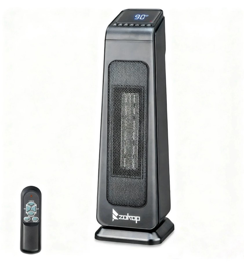 Ktaxon Space Heater Indoor,23" Portable Electric Heater with 3 Heat Settings, 70° Oscillation, Timer, Remote Control, Tip-Over Switch,Quiet Portable Heater for Office, Bedroom, Large Room,Black