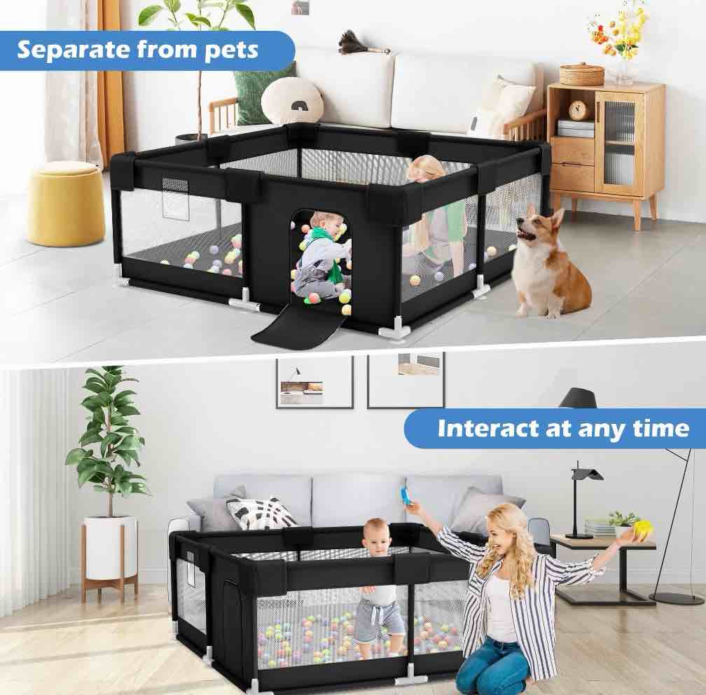 Condition photo showing Good Condition for babyeap Baby Playpen, Baby Playards for Babies and Toddlers,Fence Baby Play Yards for Indoor & Outdoor with Breathable Mesh,Black (No, including the balls)