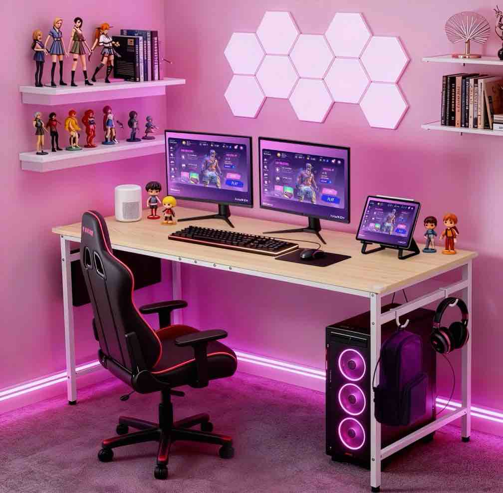 Ktaxon 63" Wood Computer Desk PC Laptop Study Table Workstation Home Office Furniture, Oak