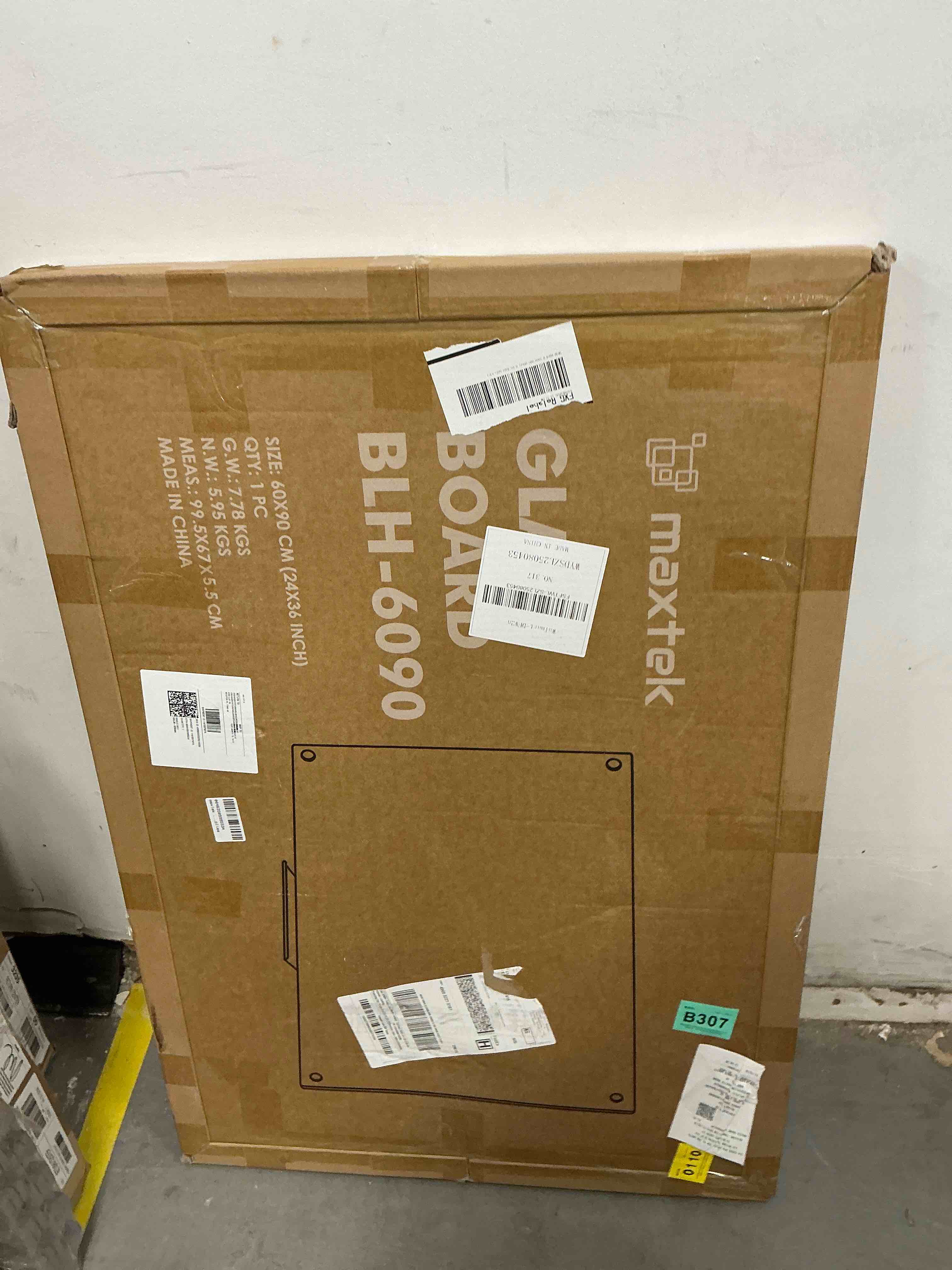 Condition photo showing New/Like New for Maxtek Magnetic Glass Dry Erase White Board  36  x 24  Black Glass Board for Wall Mounted for Classroom Home  Office Supplies