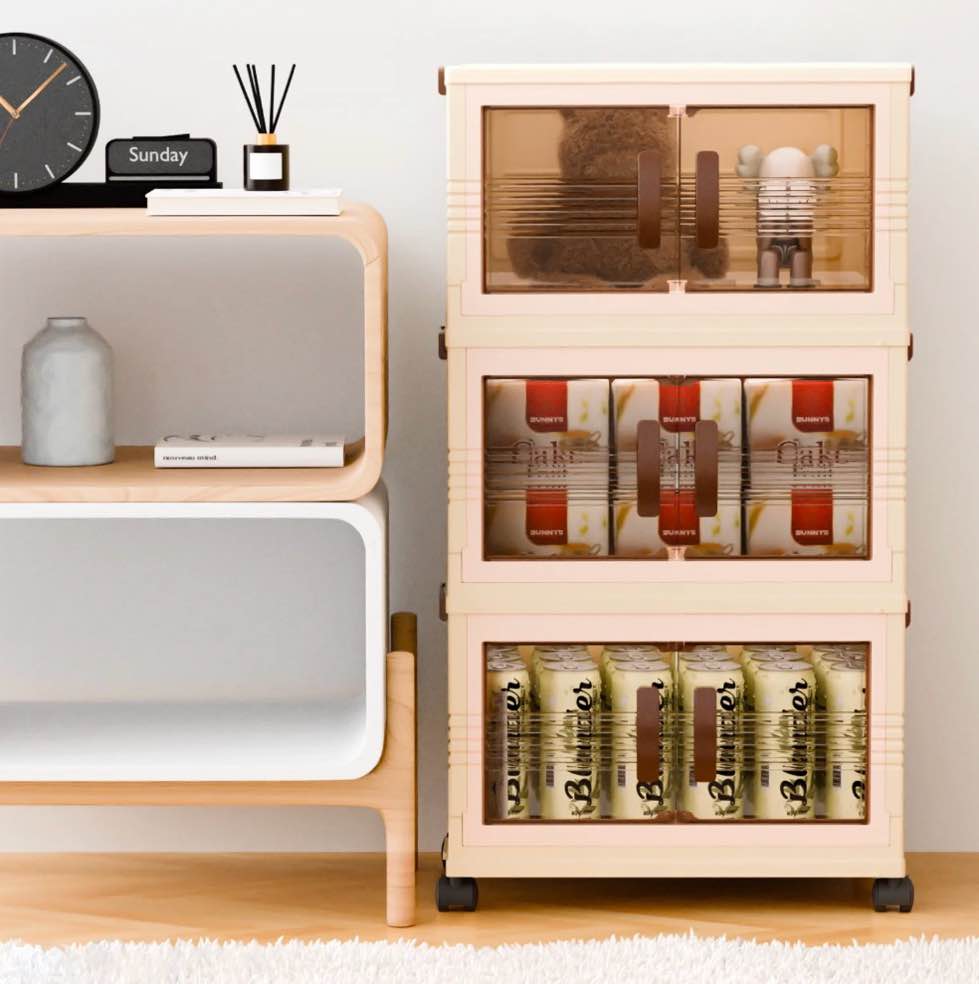 TINANA Plastic Storage Bins with Lids  3 Tier 222QT Stackable Storage Containers with Wheels  Folding Closet Organizers for Living Room  Office  Dorm