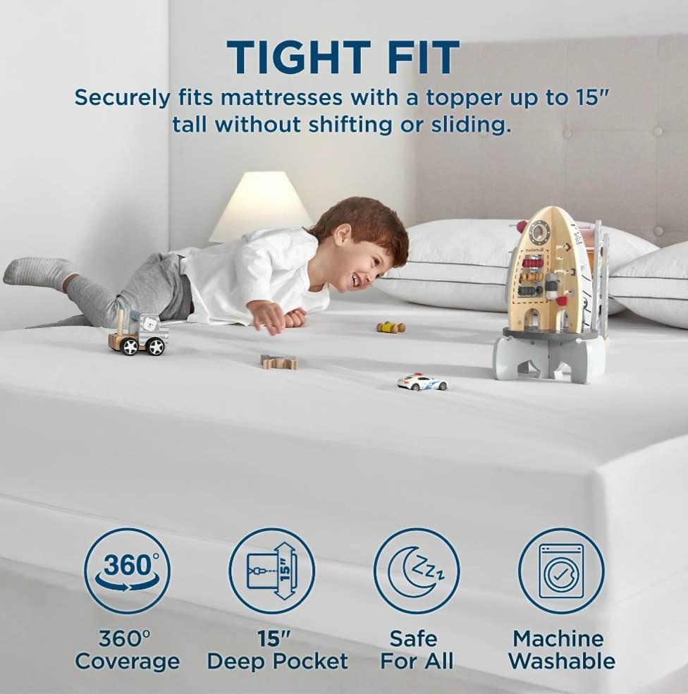 Condition photo showing New/Like New for U by Bedsure Zippered Polyester Mattress Encasement, Queen, Waterproof, Bed Bug Protection