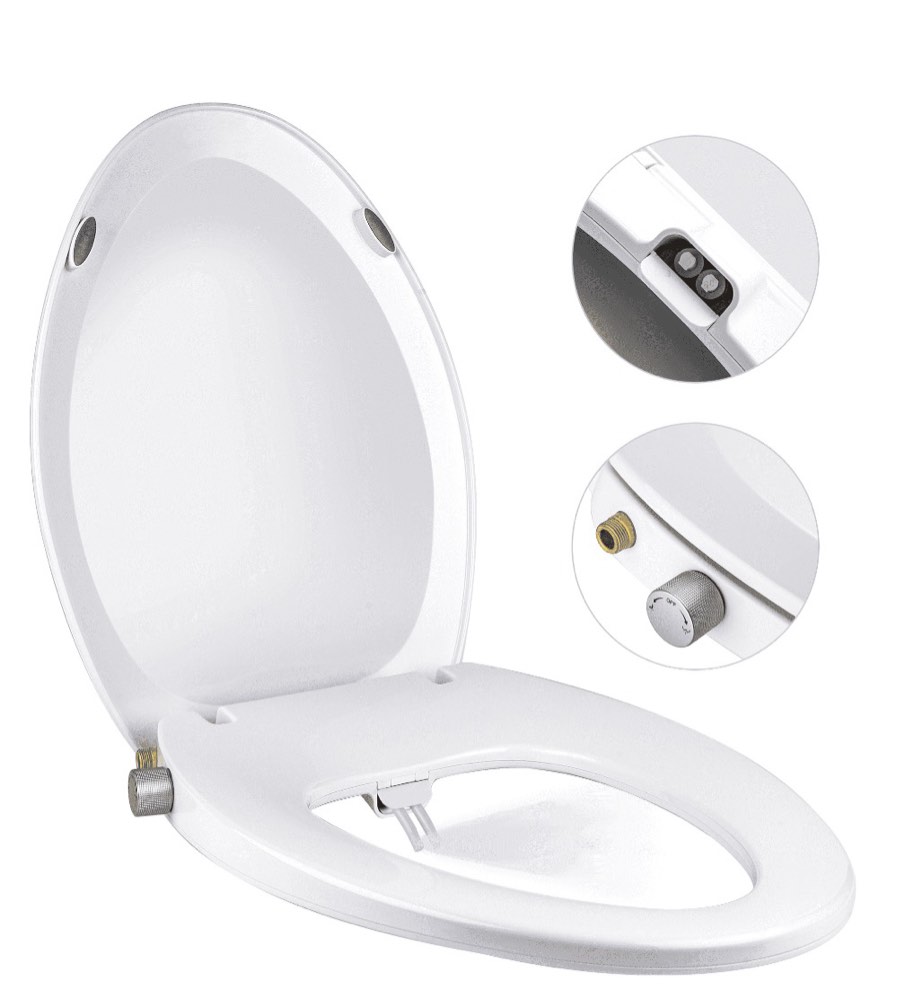 Liba Dual Nozzle Non-Electric Bidet Toilet Seat Bidet Attachment for Elongated Toilet Self-Cleaning Feminine & Posterior