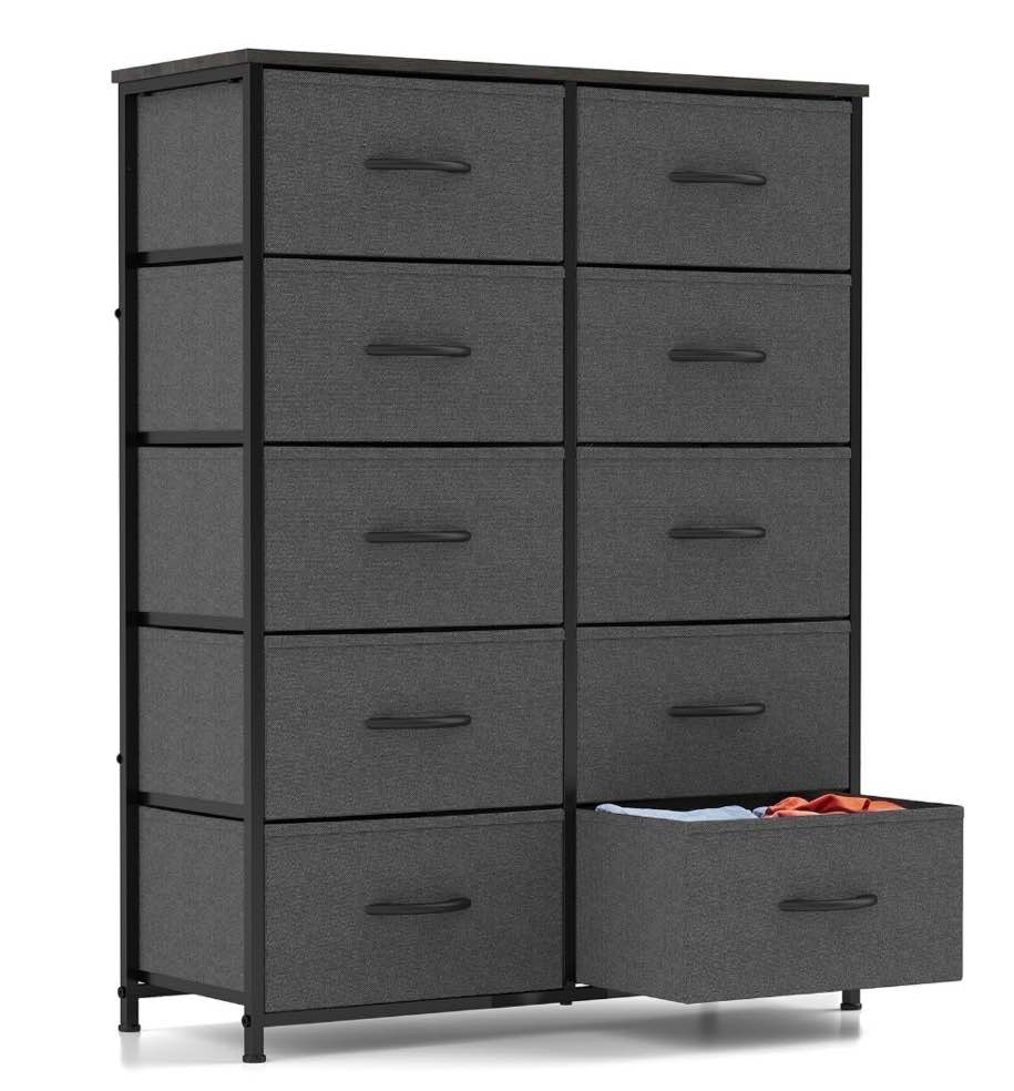 CONCETTA 10-Drawer Fabric Dresser Storage Chest for Bedroom, Closet, Entryway, Storage Furniture for Adults, Gray
