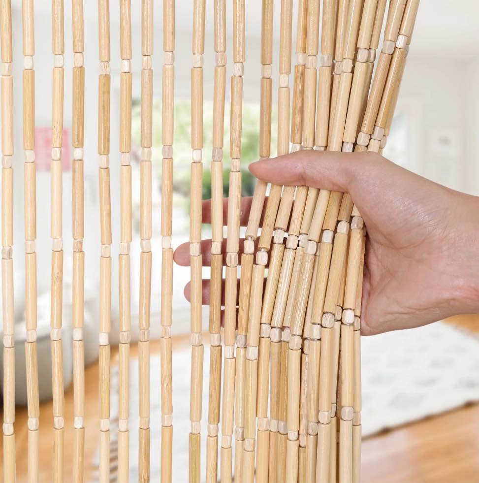 Condition photo showing Good Condition for ANMINY Vintage Natural Wood Bamboo Kitchen Beaded Curtains, 35.5 x 79 in