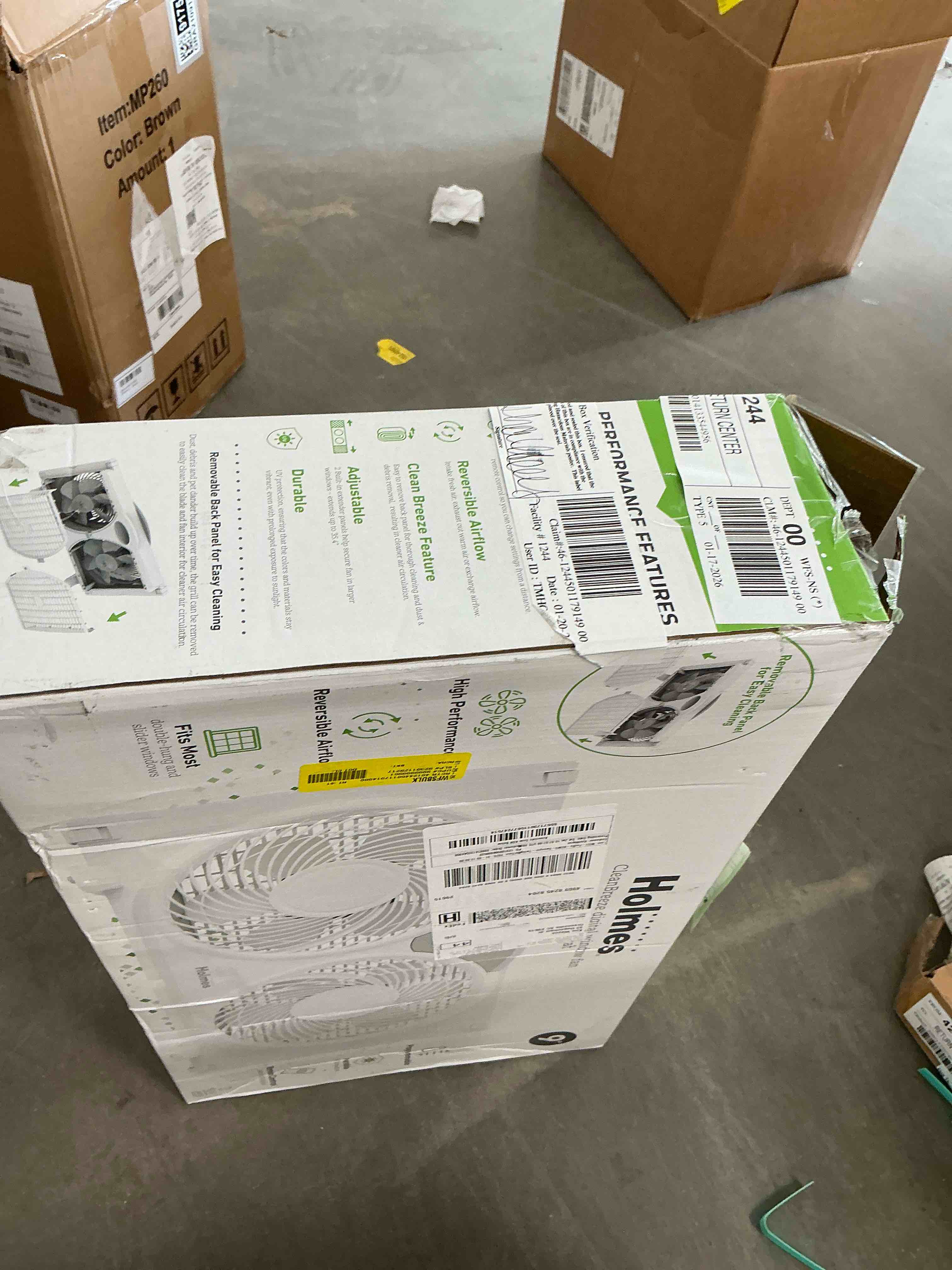 Condition photo showing New/Like New for Holmes 9 Digital Window Fan 3-Speed Thermostat Remote Adjustable Extenders