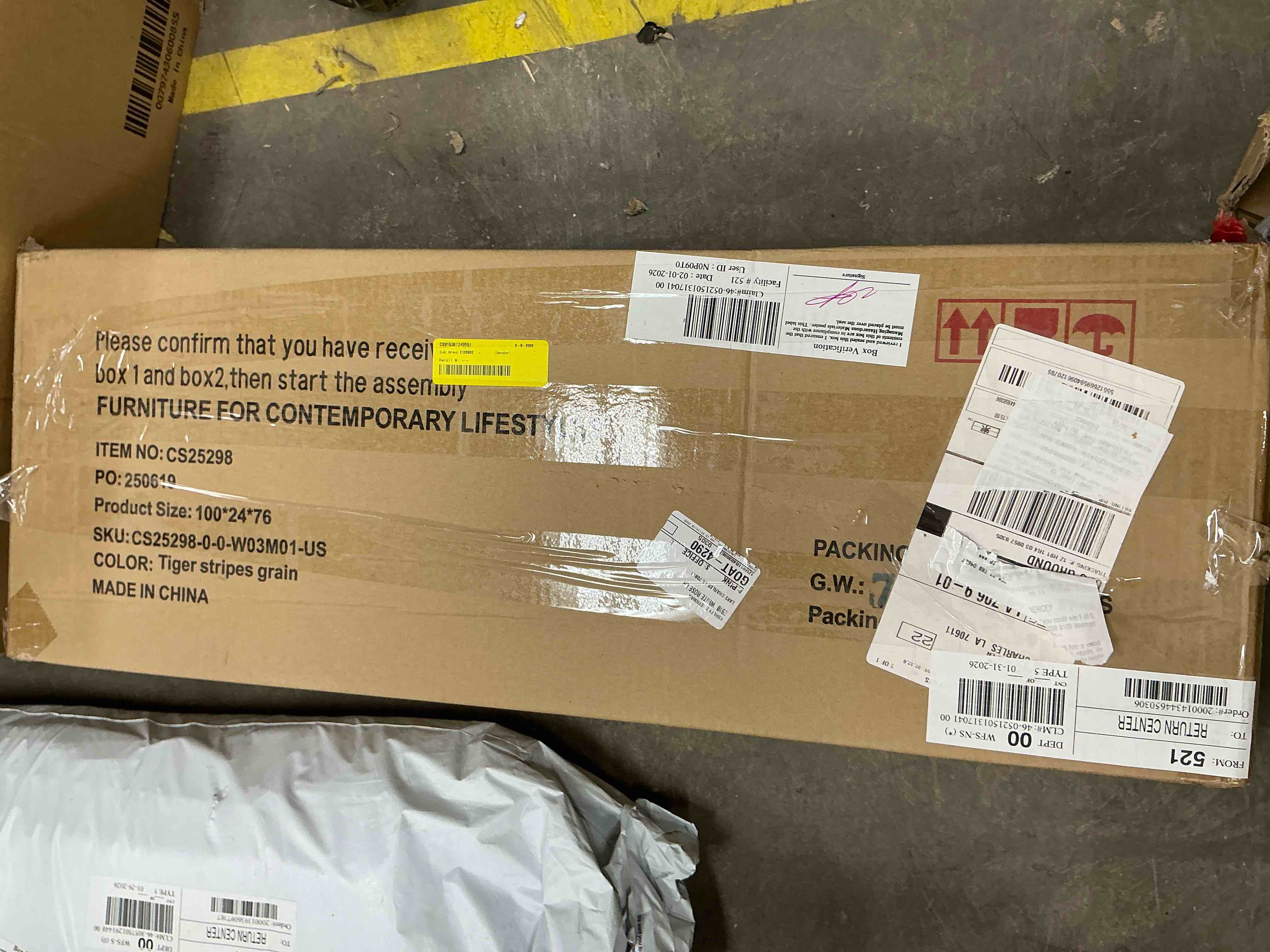 Condition photo showing New/Like New for Manxile Narrow Console Table, Entryway Table Hallway Table with Storage Shelves for Living Room, Foyer, Rustic Brown