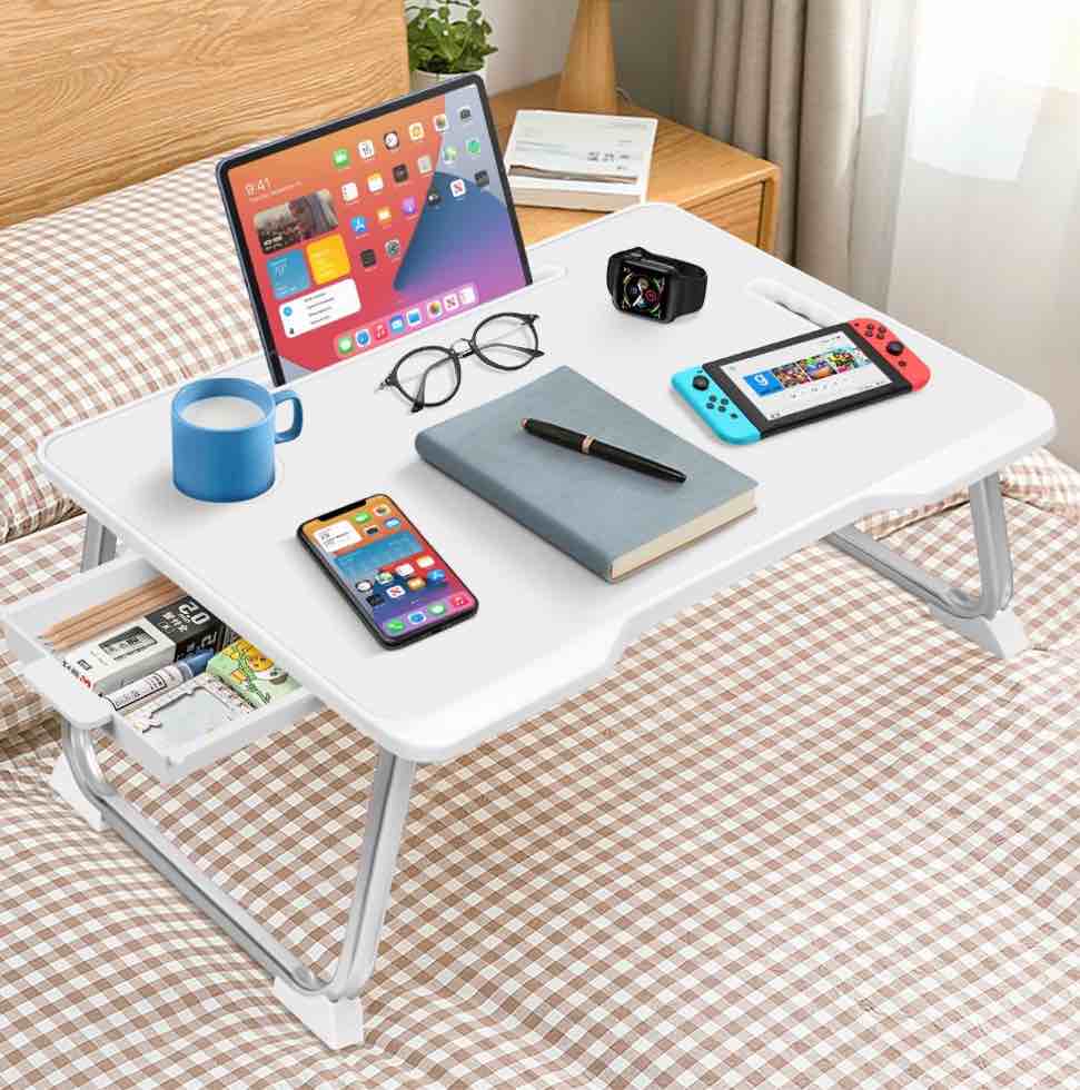 Livhil Large Lap Desk for Bed | Laptop Table  Portable Lap Desk for Adults  White