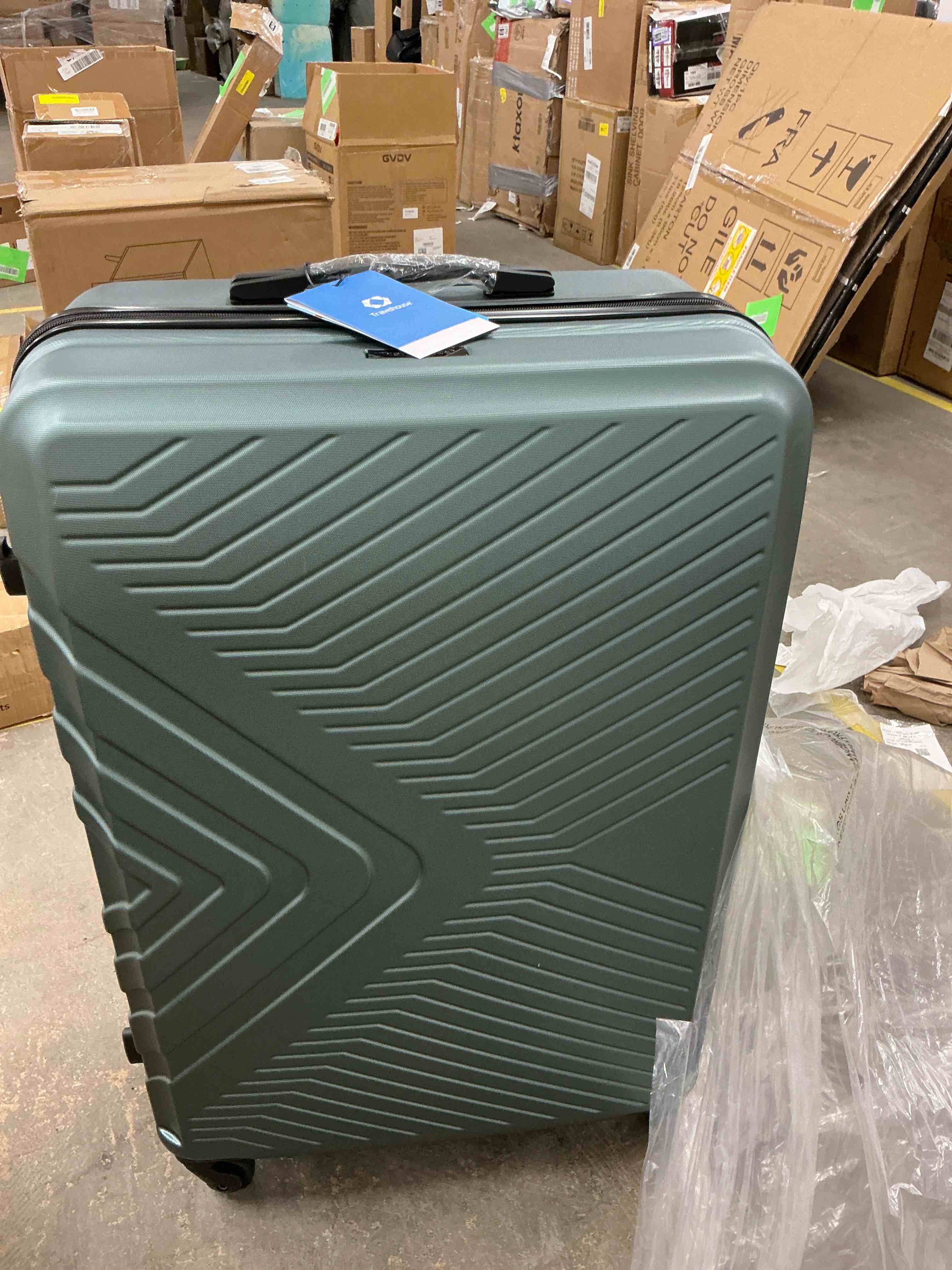Condition photo showing New/Like New for Travelhouse 3 Piece Hardshell Luggage Set Hardside Lightweight Suitcase with TSA Lock Spinner Wheels 20in24in28in.(Dark Green)