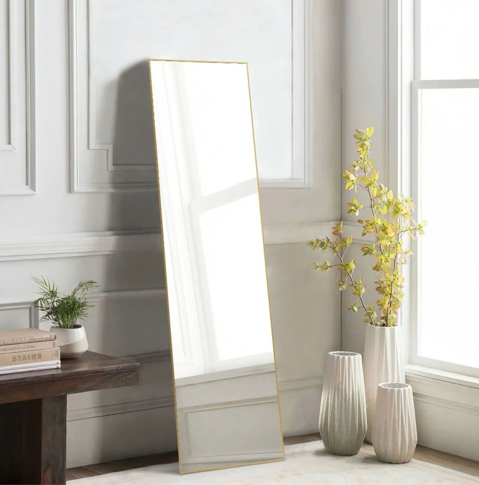 CONCETTA 64 x21  Rectangle Full Length Mirror  Full Body Standing Mirror Floor Mirror  Gold