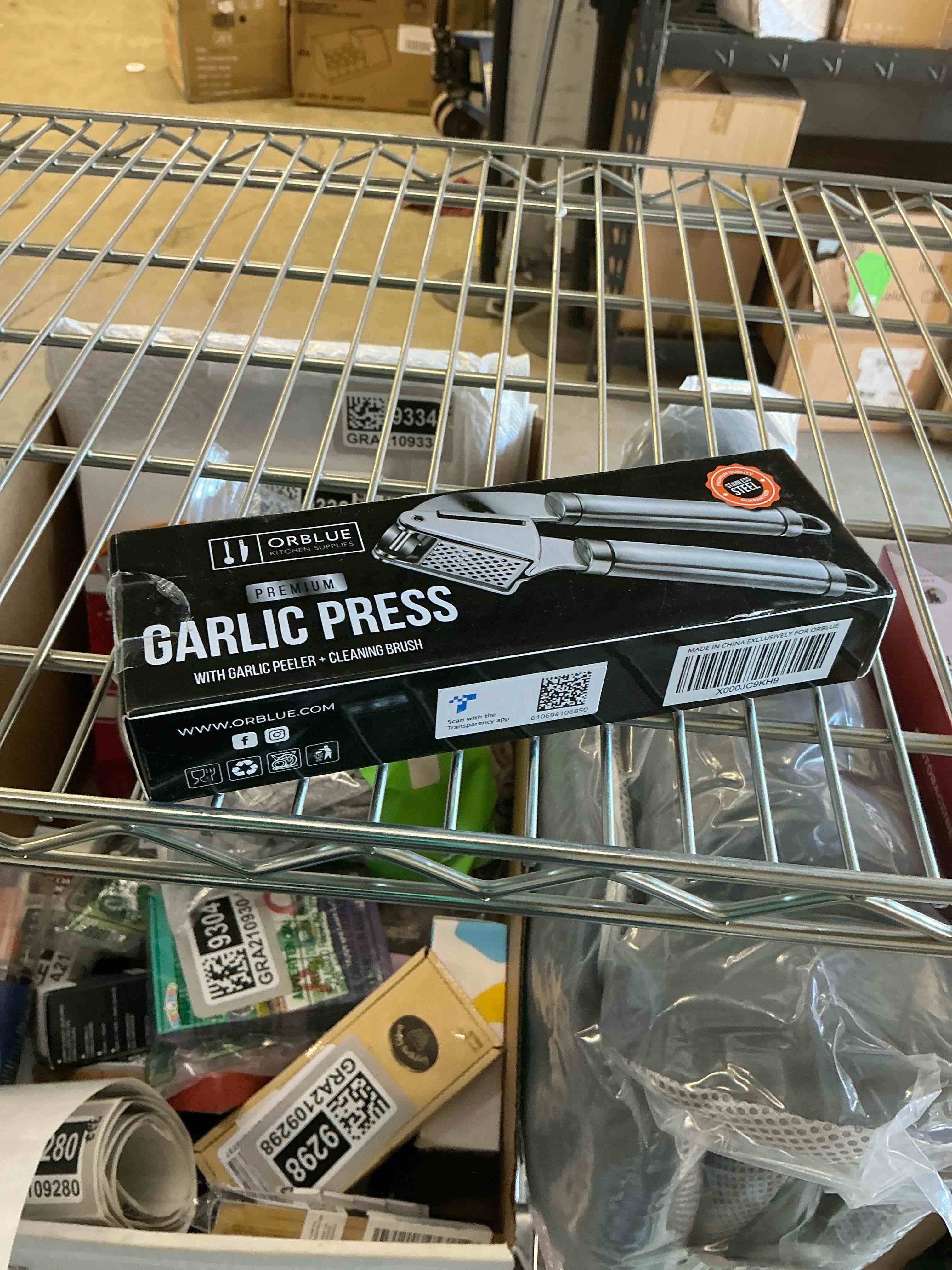 Condition photo showing Good Condition for ORBLUE Garlic Press Stainless Steel - Premium Professional Grade Garlic Mincer, Crusher & Peeler Set - Easy Clean, Dishwasher Safe & Rust-proof