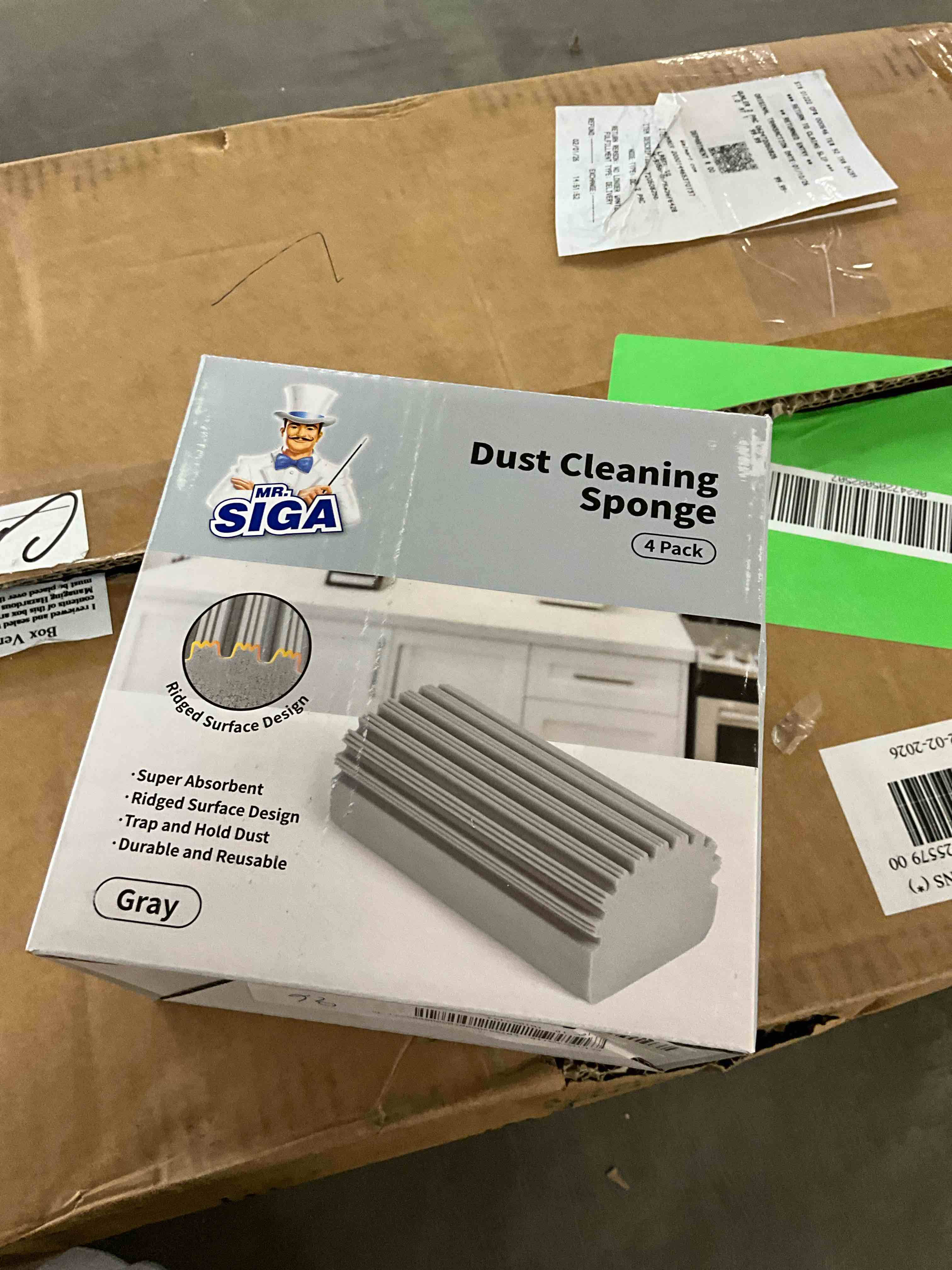 Condition photo showing New/Like New for MR.Siga Sponge Duster with Ridged Surface Design Household Dust Cleaning Sponge 4 Pack Gray