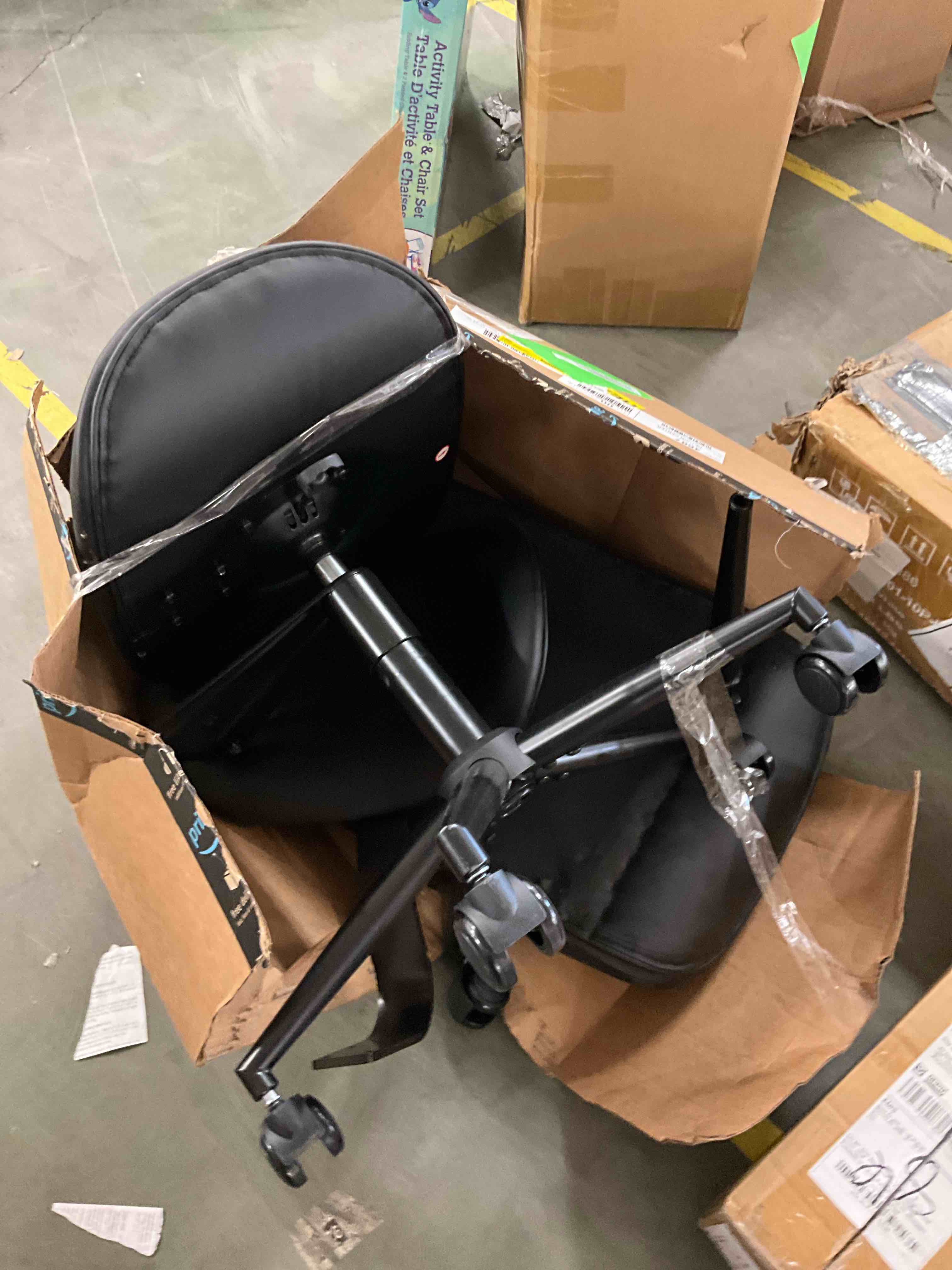 Condition photo showing Good Condition for Pinmoco Cross Legged Office Chair, Black PU Leather Ergonomic Criss Cross Swivel Desk Chair, Comfy Task Chair for Home Office, Gaming& Meditation, Armless