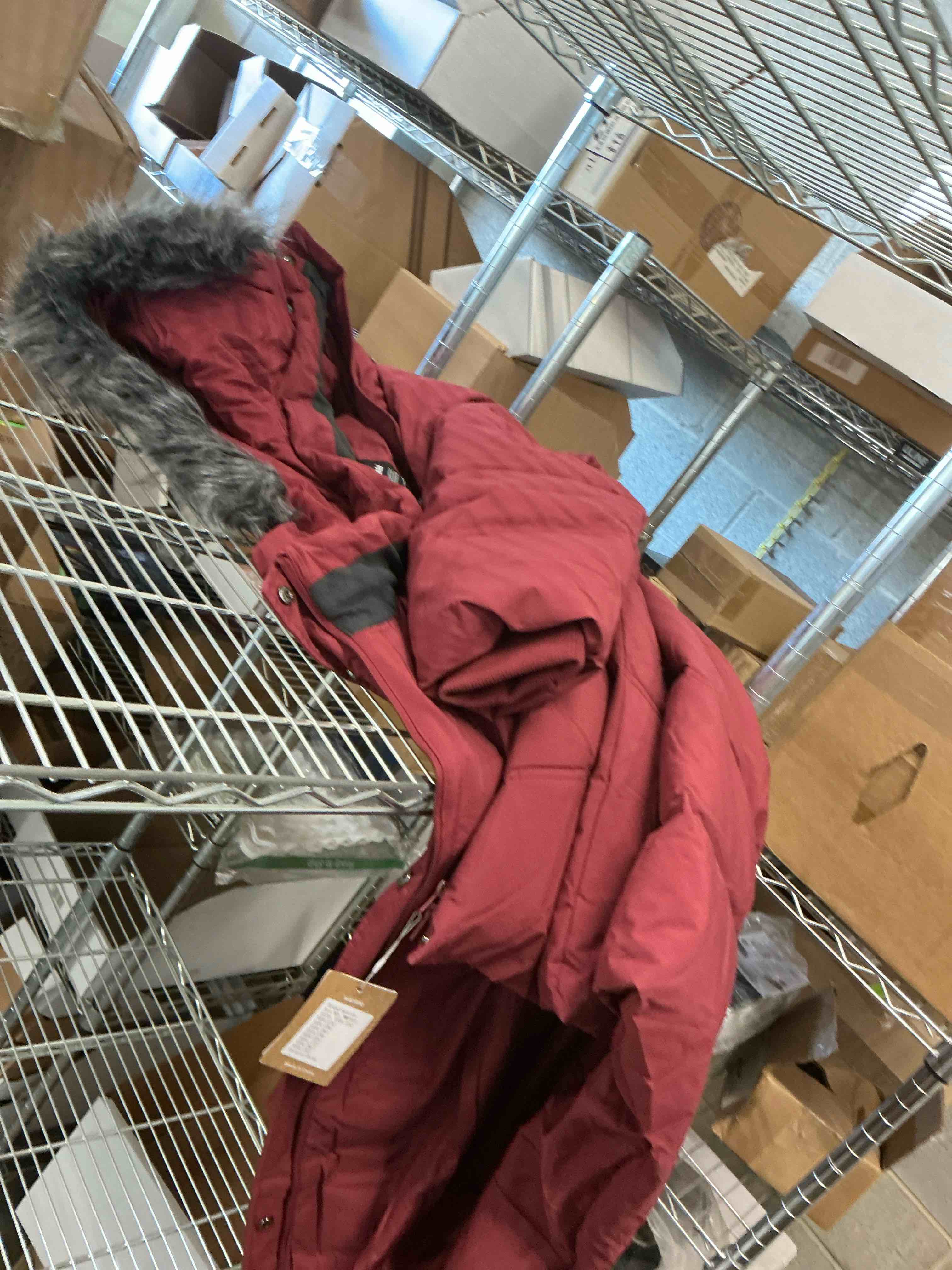 Condition photo showing New/Like New for Wantdo Women's Winter Coat Recycled Quilted Puffer Jacket Warm Hooded Outerwear Coat Wine Red XXXL