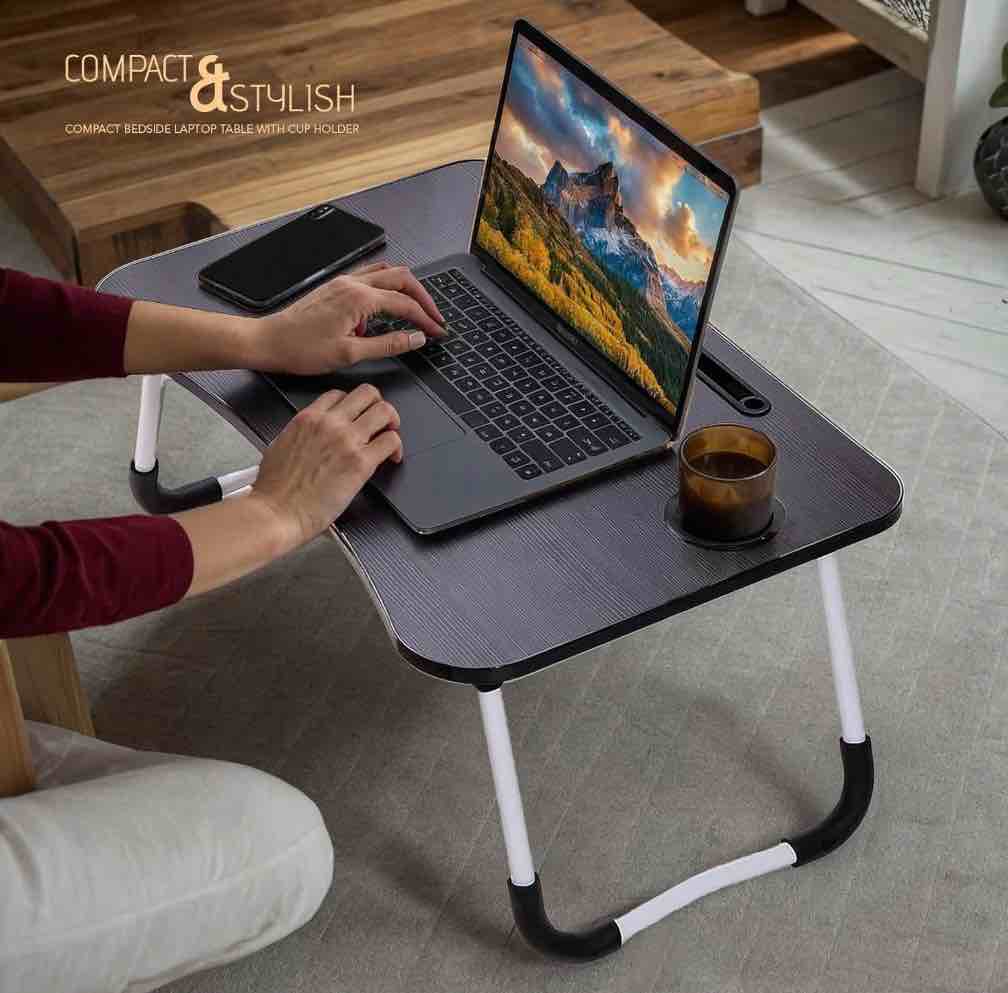 Mighty Rock Laptop Desk Foldable Tray Table Bed Stand Standing Table for Bed Sofa Couch Floor Black