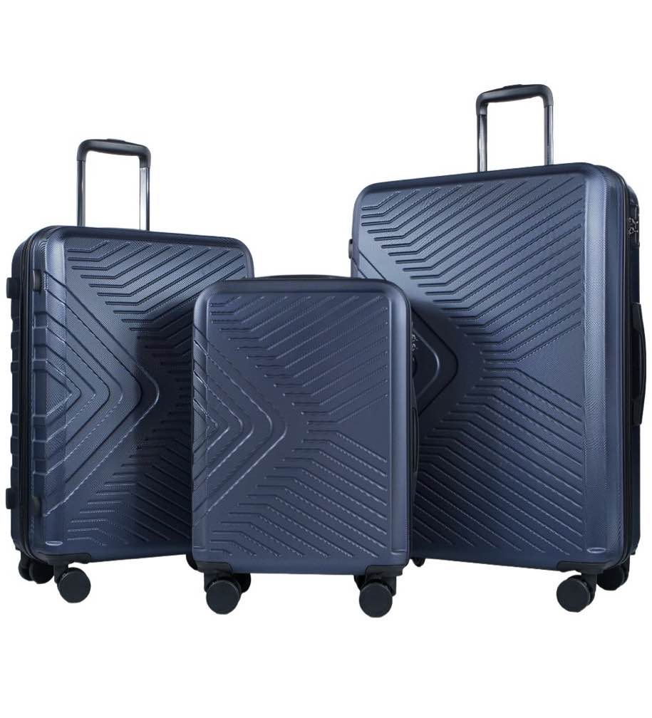 travelhouse 3 piece hardshell luggage set hardside lightweight suitcase with tsa lock spinner wheels 20in24in28in.(navy blue)