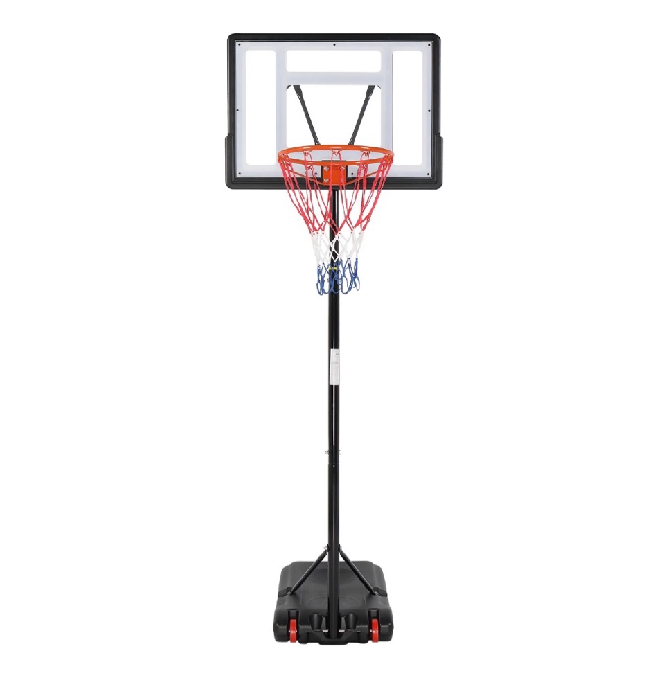 ktaxon 33 in. portable basketball hoop stand  6.5-8 ft adjustable basketball goal system  with pvc backboard indoor/outdoor