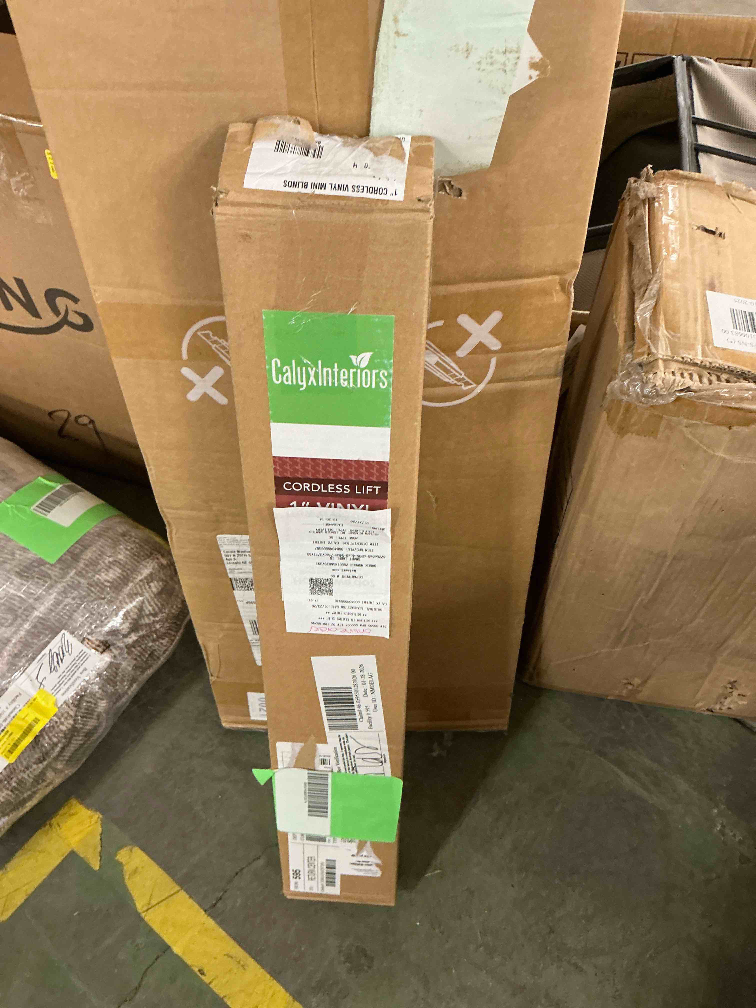 Condition photo showing Good Condition for Calyx Interiors Cordless White 1” Light Filtering Mini Blinds 24 W x 60 H Window Blinds for Home  Vinyl horizontal blinds for indoor windows