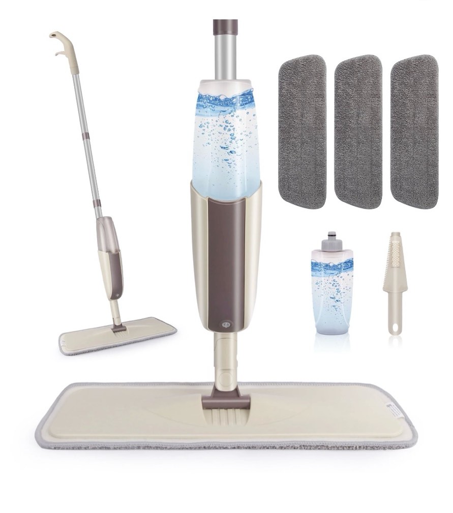 sugarday spray mop for floor cleaning wet with refillable bottle and 3 washable microfiber pads home or commercial use