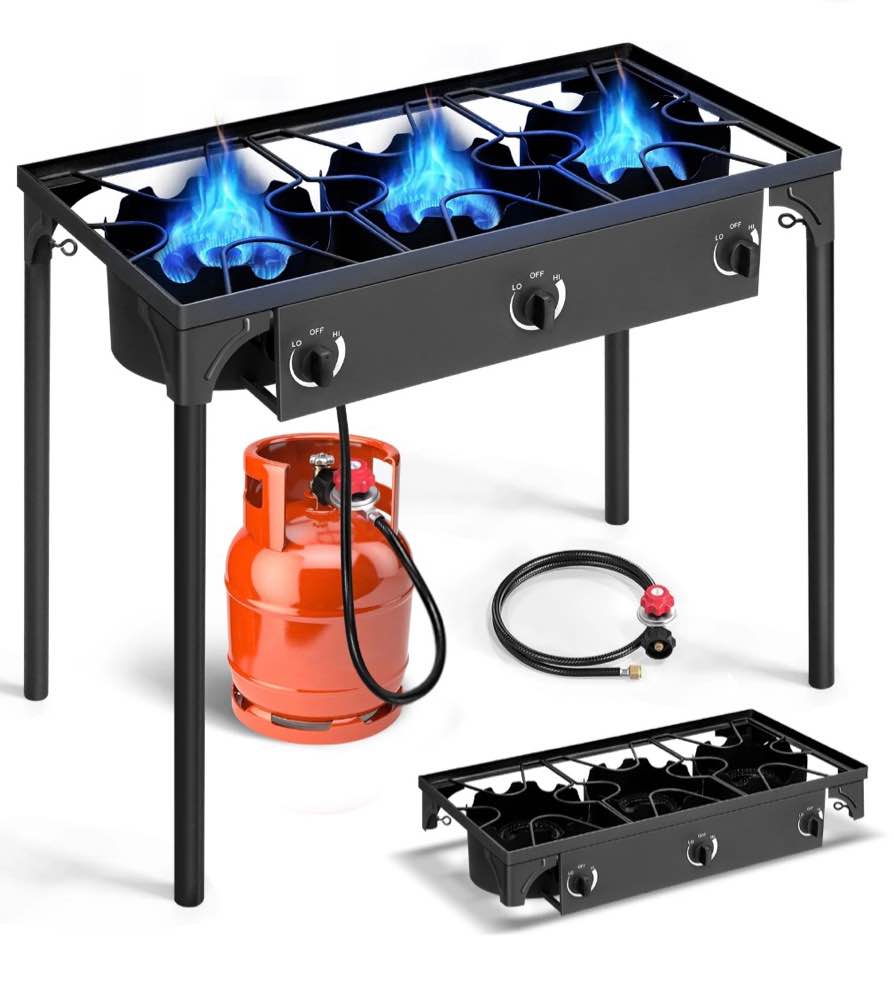 ktaxon 3 burner gas propane cooker outdoor camping picnic stove stand bbq grill