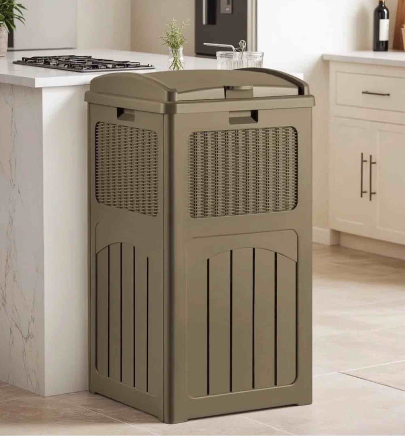 homall homes 36 gallon trash can plastic kitchen trash can,brown