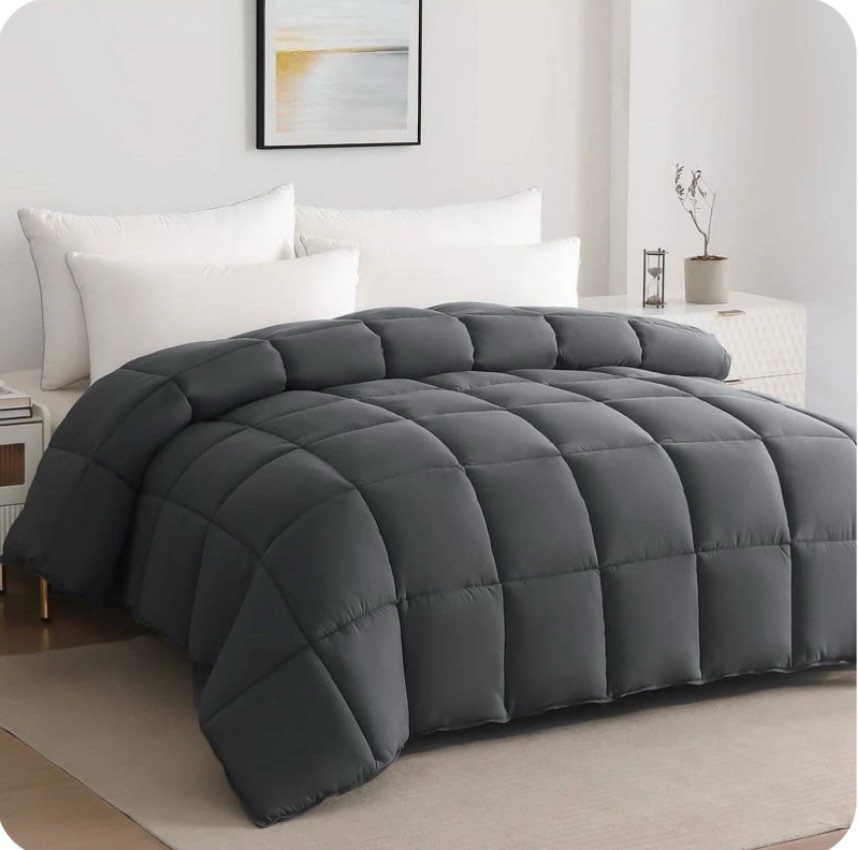 justlet luxury solid down alternative machine washable light gray comforters  king