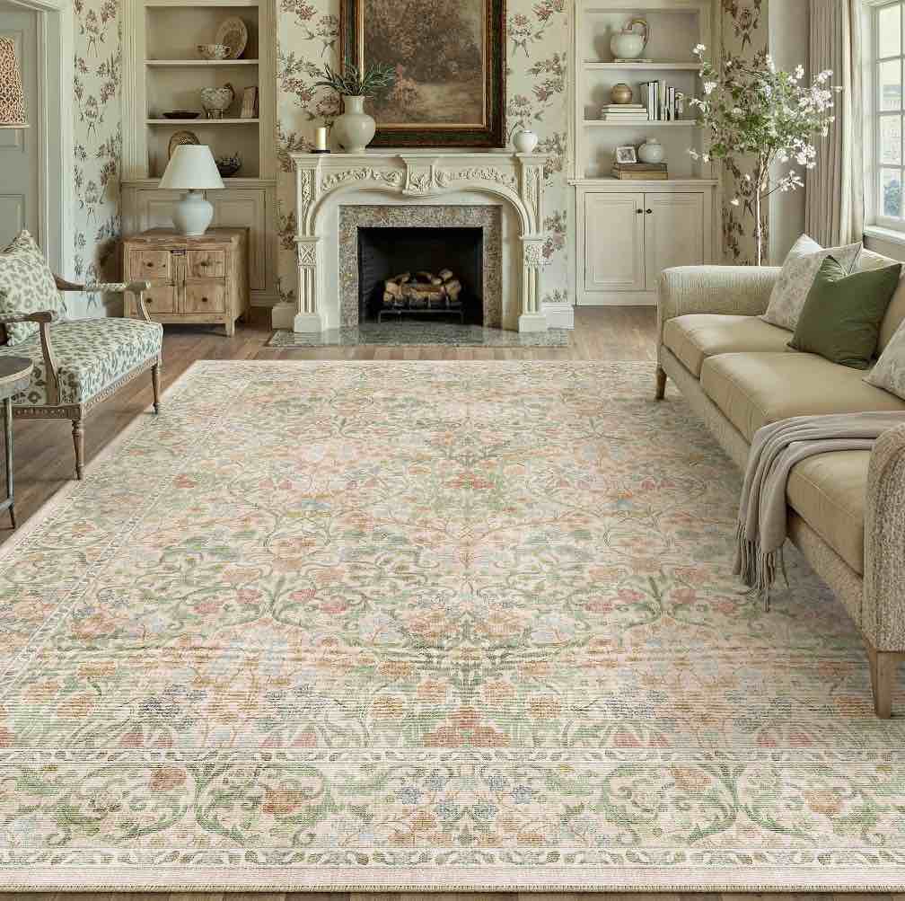 wiponken 6x9 area rugs morris carpet for living room bedroom dining room office farmhouse machine washable non slip vintage persia rug green