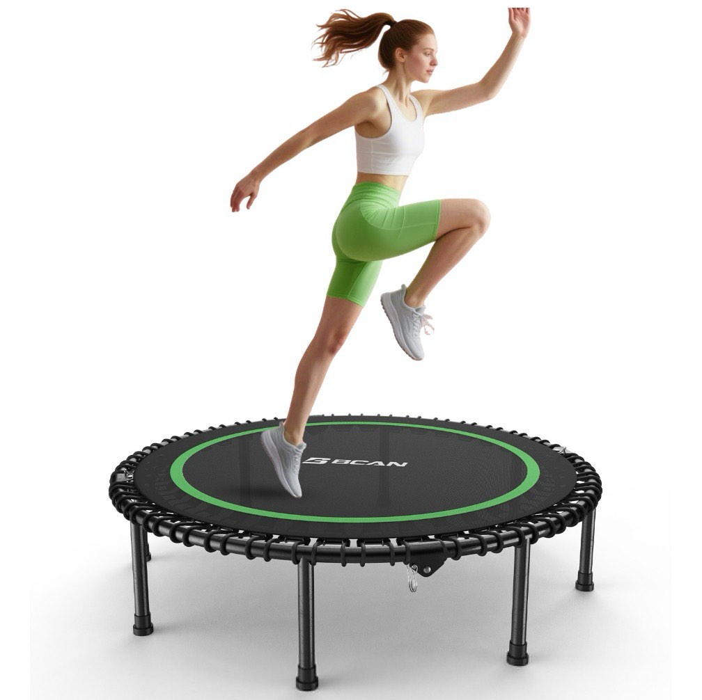 bcan 40" fitness trampoline with bungees, 450lbs foldable mini trampoline