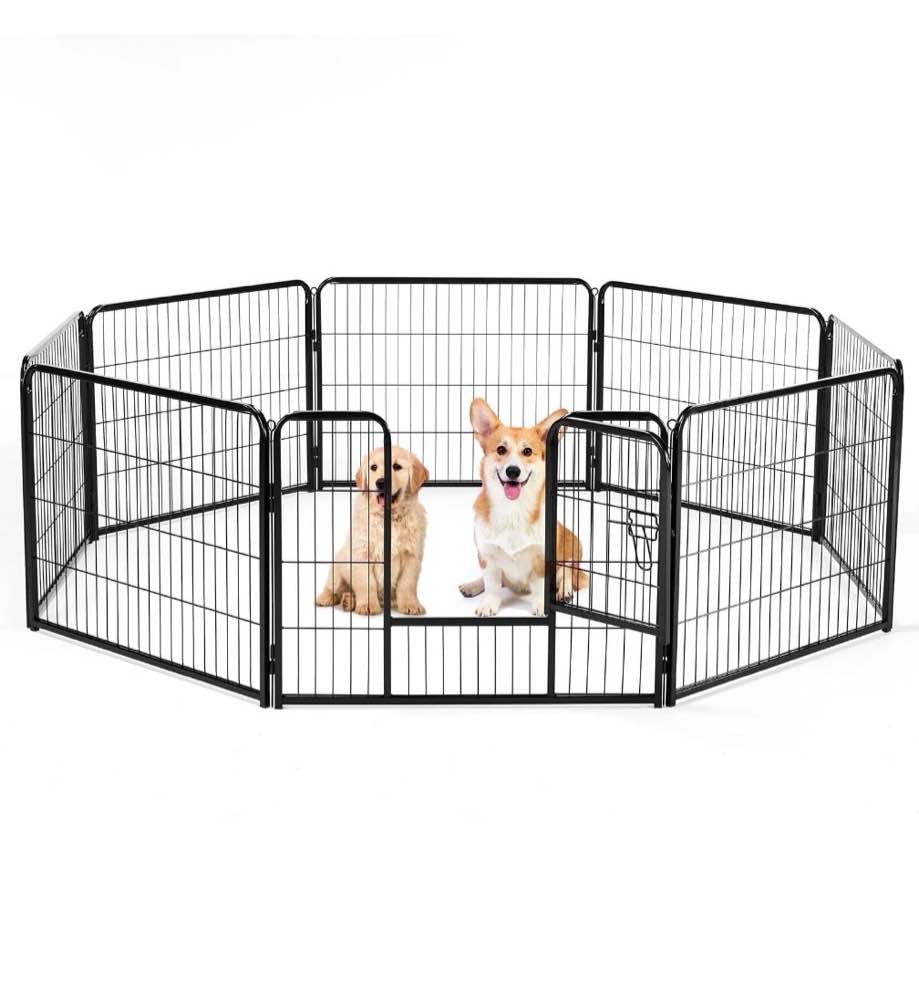 edx dog playpen  8 panels 24  foldable heavy duty metal pet fence with doors indoor outdoor