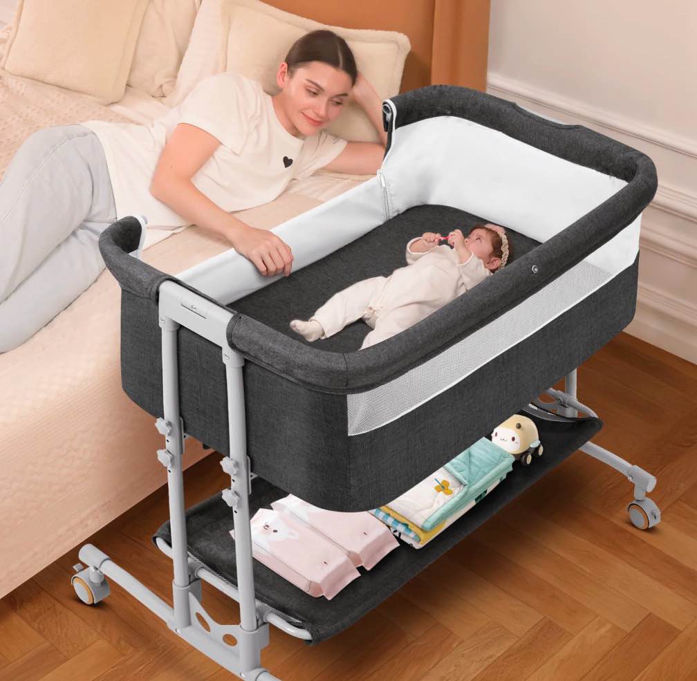 babyeap baby bassinet bedside sleeper bassinet for 0–5 months infants, unisex, dark gray