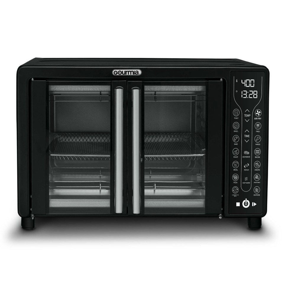 gourmia 25 qt digital french door air fryer toaster oven  black