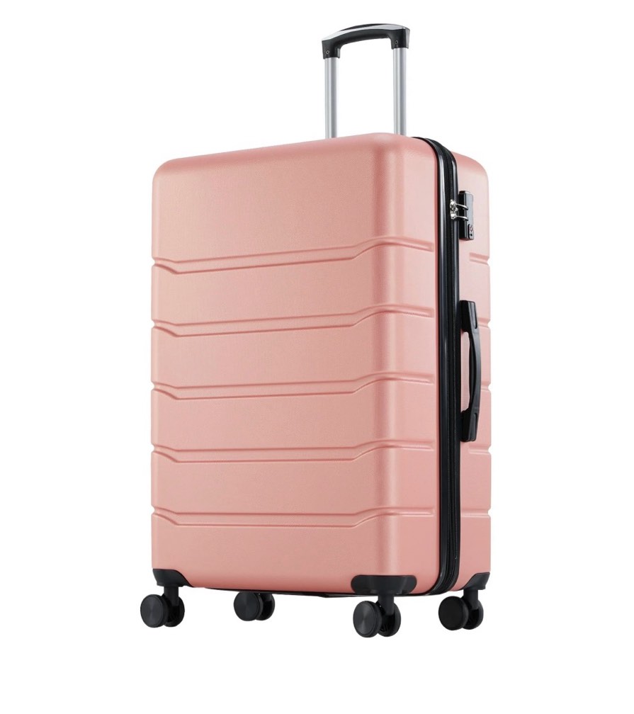 edx 28 inch hardside expandable luggage with spinner wheels  checked-large lightweight expandable rolling luggage with tsa lock  pink