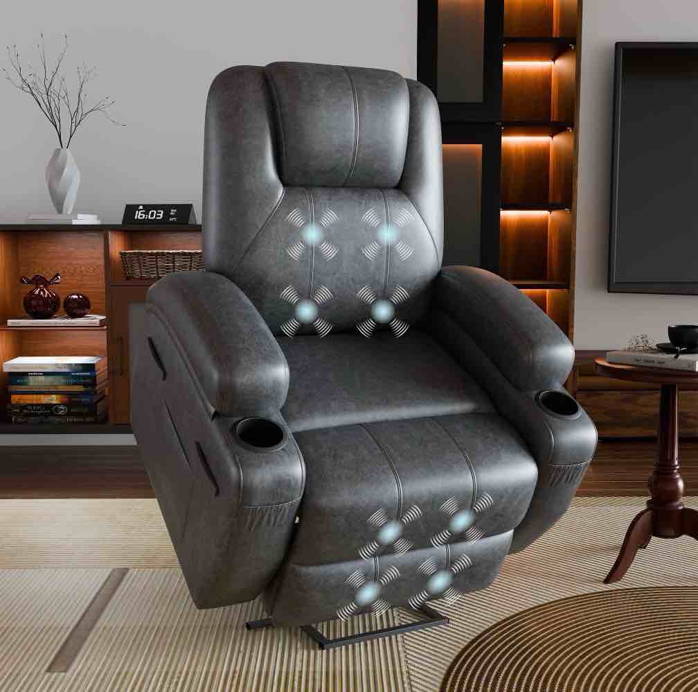 homall power lift recliner chair leathaire for elderly with massage   black
