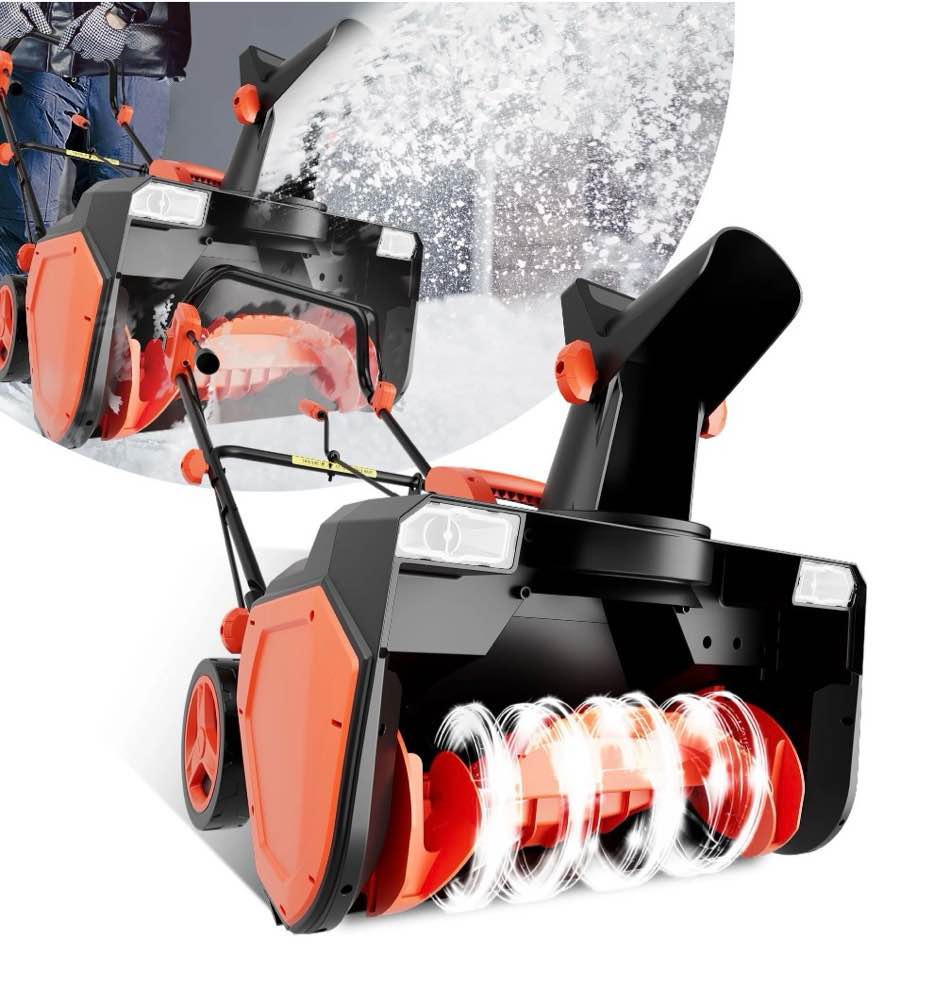 voltask 15 amp electric snow blower, 23 inch corded snow blower with 180-degree directional chute and wheels for driveway