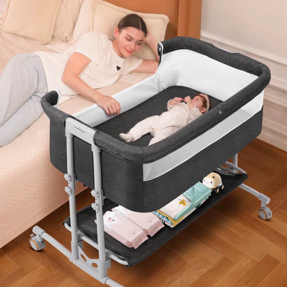 babyeap baby bassinet bedside sleeper bassinet for 0–5 months infants, unisex, dark gray
