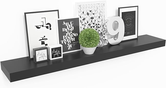 Ballucci 36  Floating Shelf  Wood Wall Mount Shelf with Invisible Bracket  6  Deep  Black