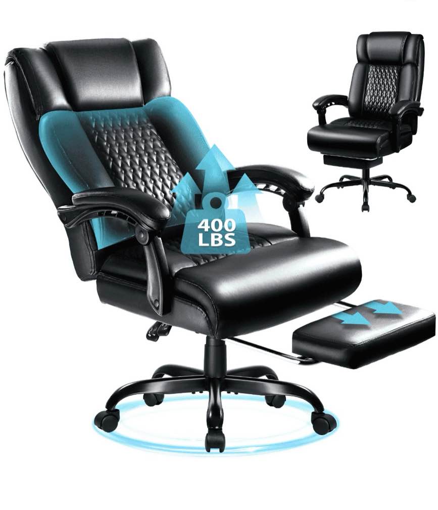 waleaf office chair with footrest,90-165°reclining ergonomic high back computer desk chair lumbar support for home office