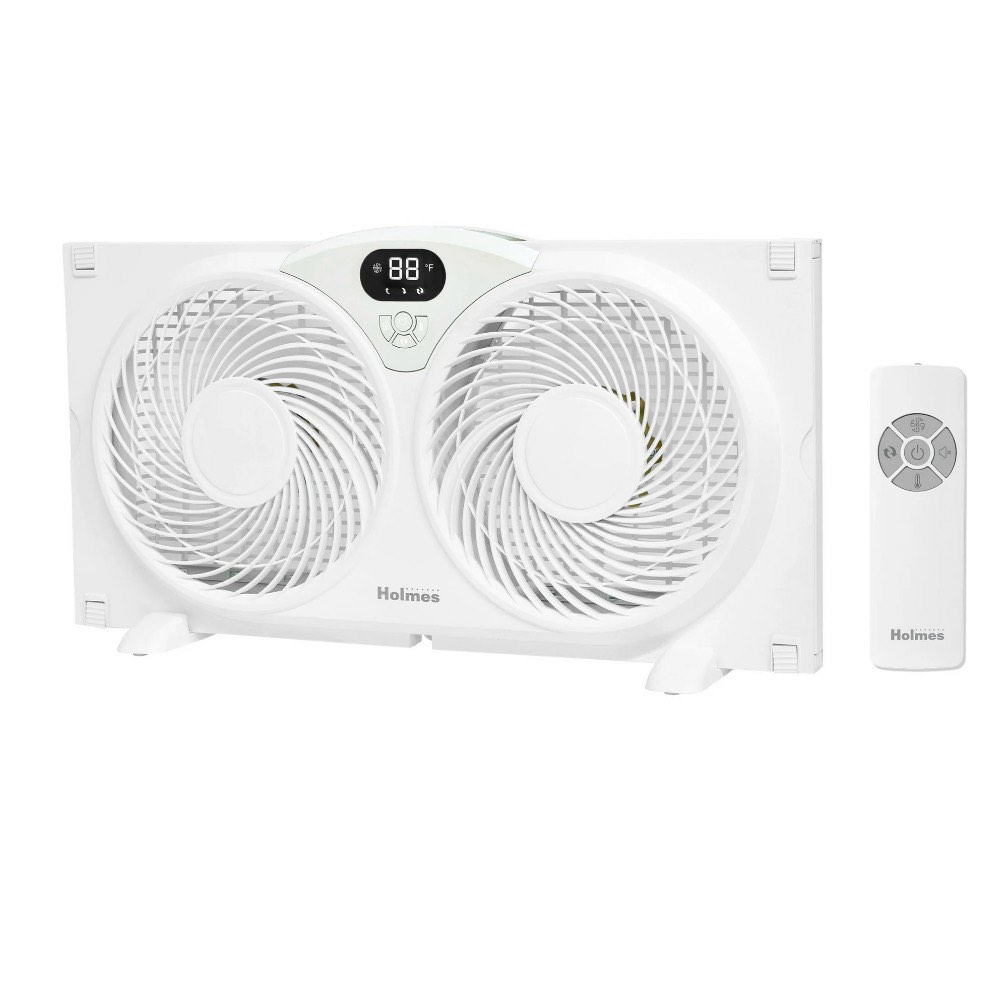 holmes 9 digital window fan 3-speed thermostat remote adjustable extenders