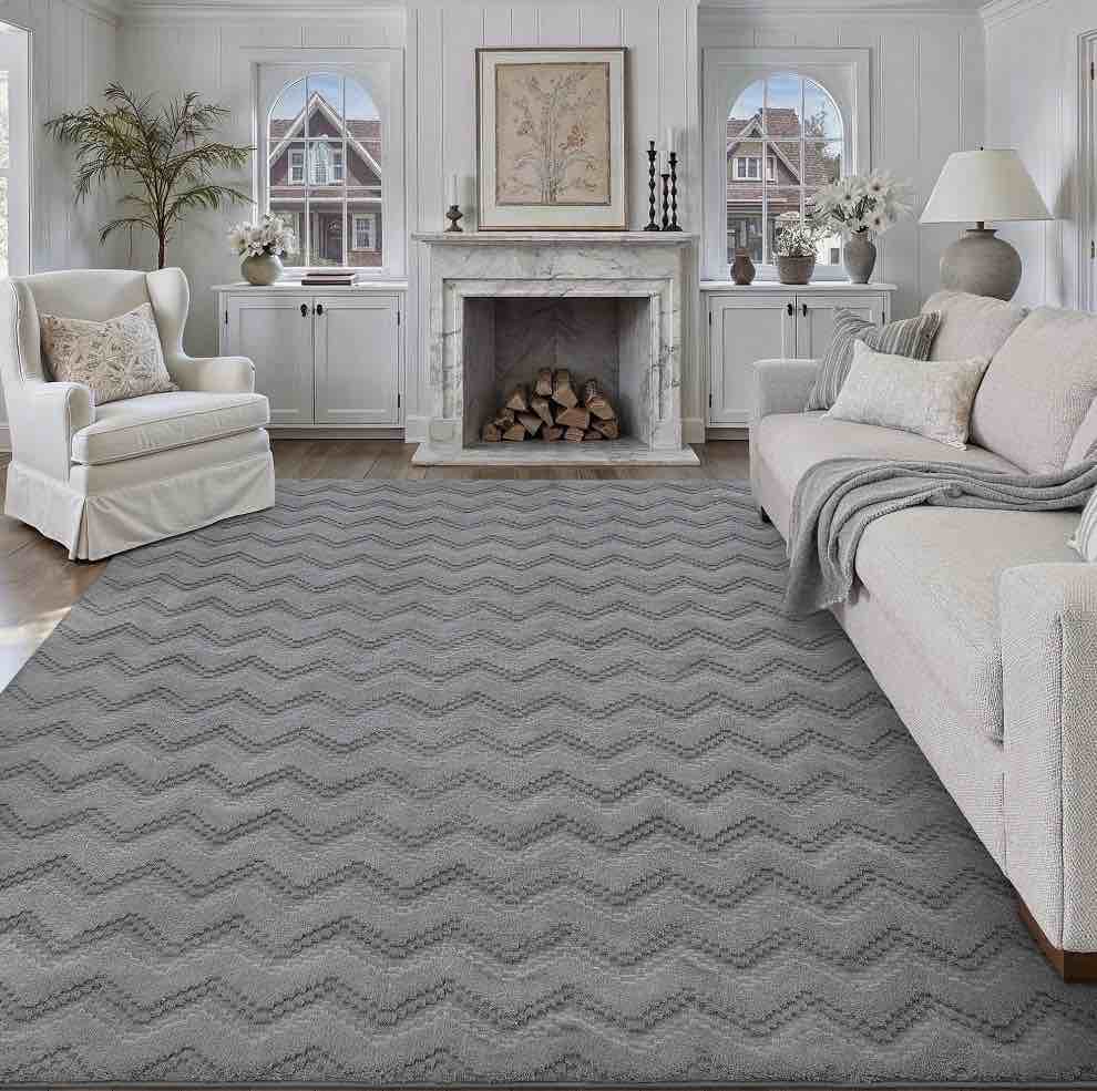 wiponken 6x9 area rugs jacquard soft cotton plush for living room bedroom dining room office farmhouse machine washable non slip modern rug