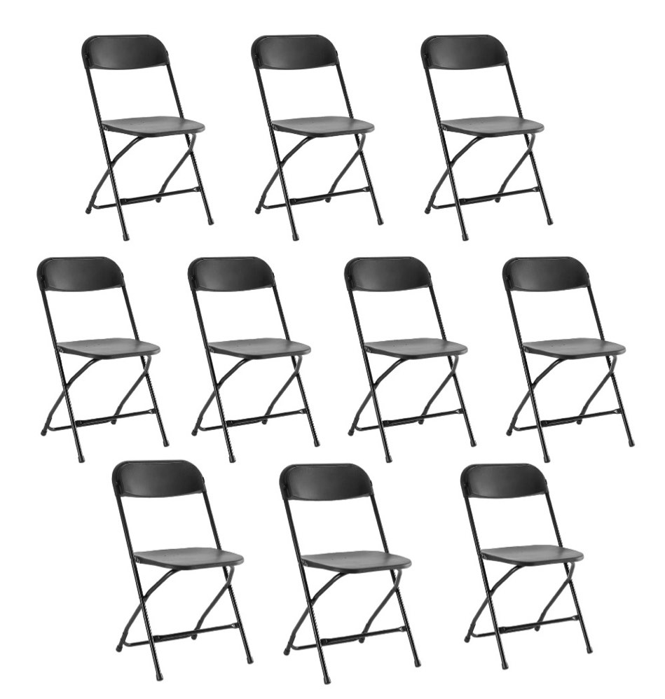 concetta plastic folding chair set of 10, 330lb load capacity lightweight for indoor/outdoor, black