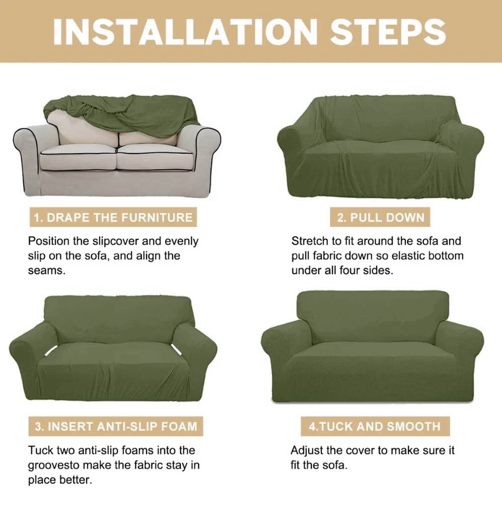 sanmadrola 100% waterproof sofa cover non slip couch cover stretch slipcover leakproof couch protector for kids dogs cats pets  olive green  sofa